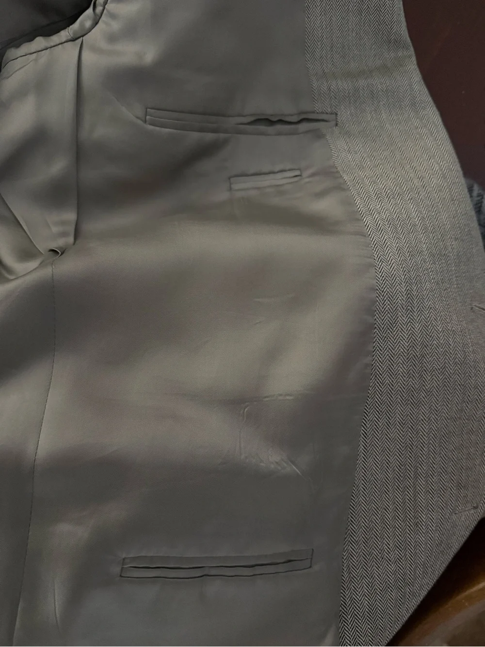 JOS. A. BANK Signature Gold Silk & Camel Hair Blazer – Men’s 46L – Gray Herringb